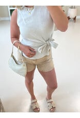 21Jewelz Linnenlook top met strik - beige