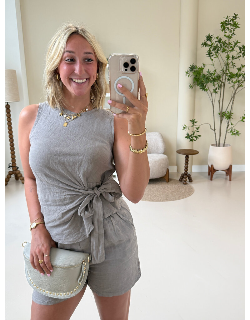 21Jewelz Linnenlook shortje - taupe