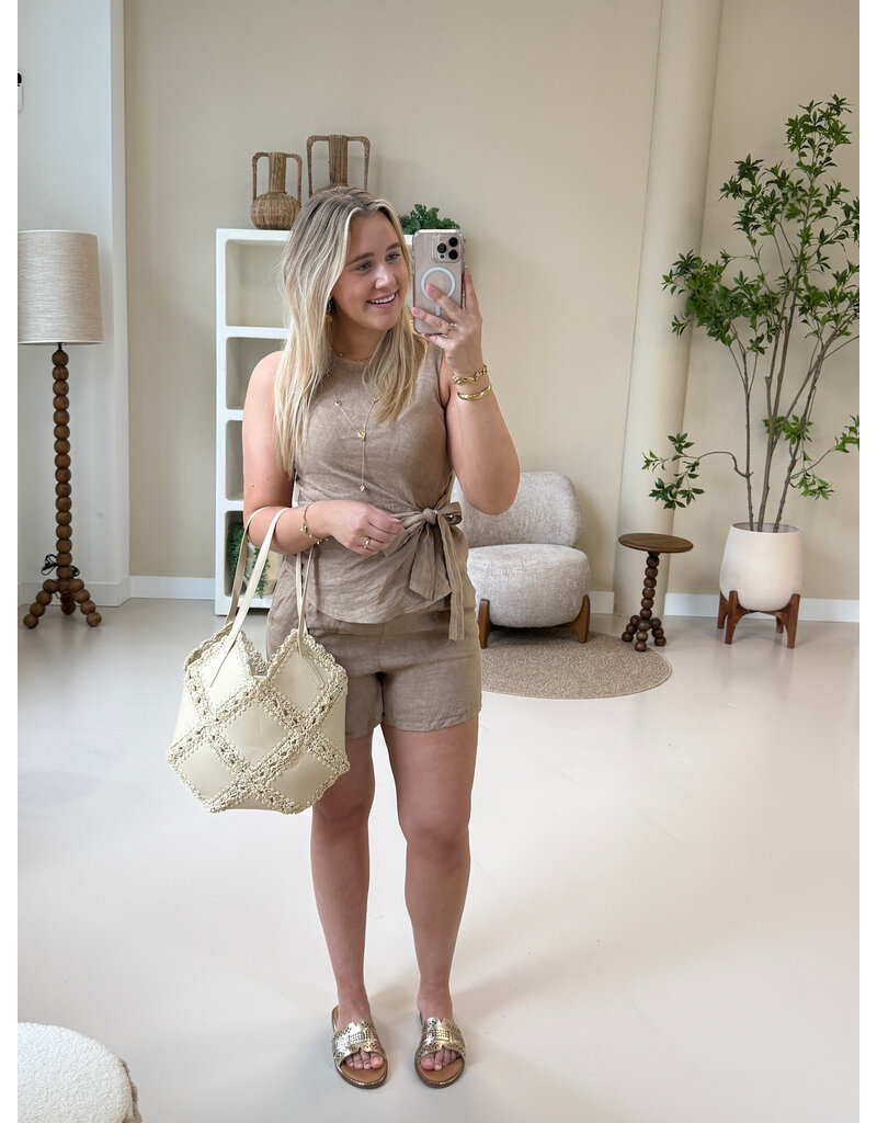 21Jewelz Linnenlook shortje - camel