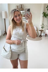 21Jewelz Linnenlook top met strik - beige