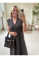 21Jewelz Mouwloze mousseline jurk met ruffles - bruin