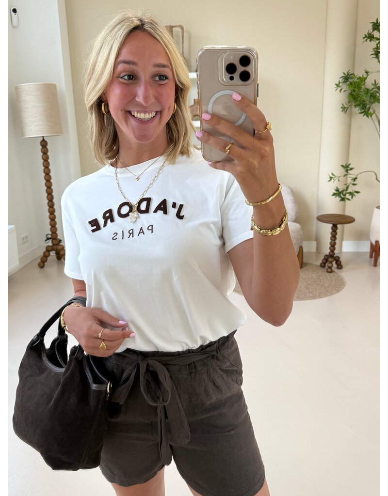 21Jewelz T-shirt J'adore Paris - wit/bruin