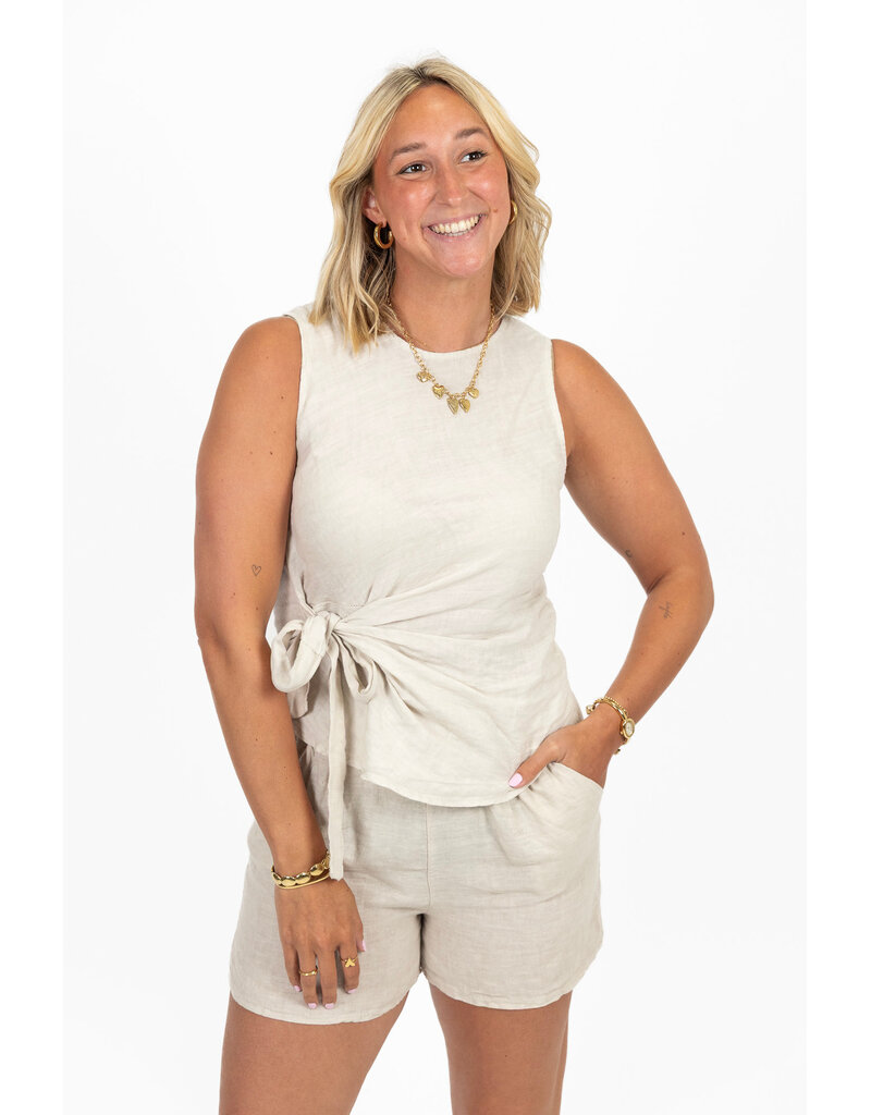 21Jewelz Linnenlook shortje - beige