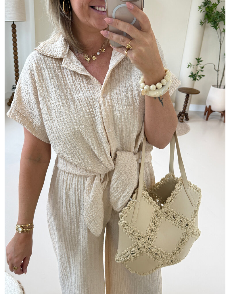 21Jewelz Losvallende co-ord set met knoopdetail - beige