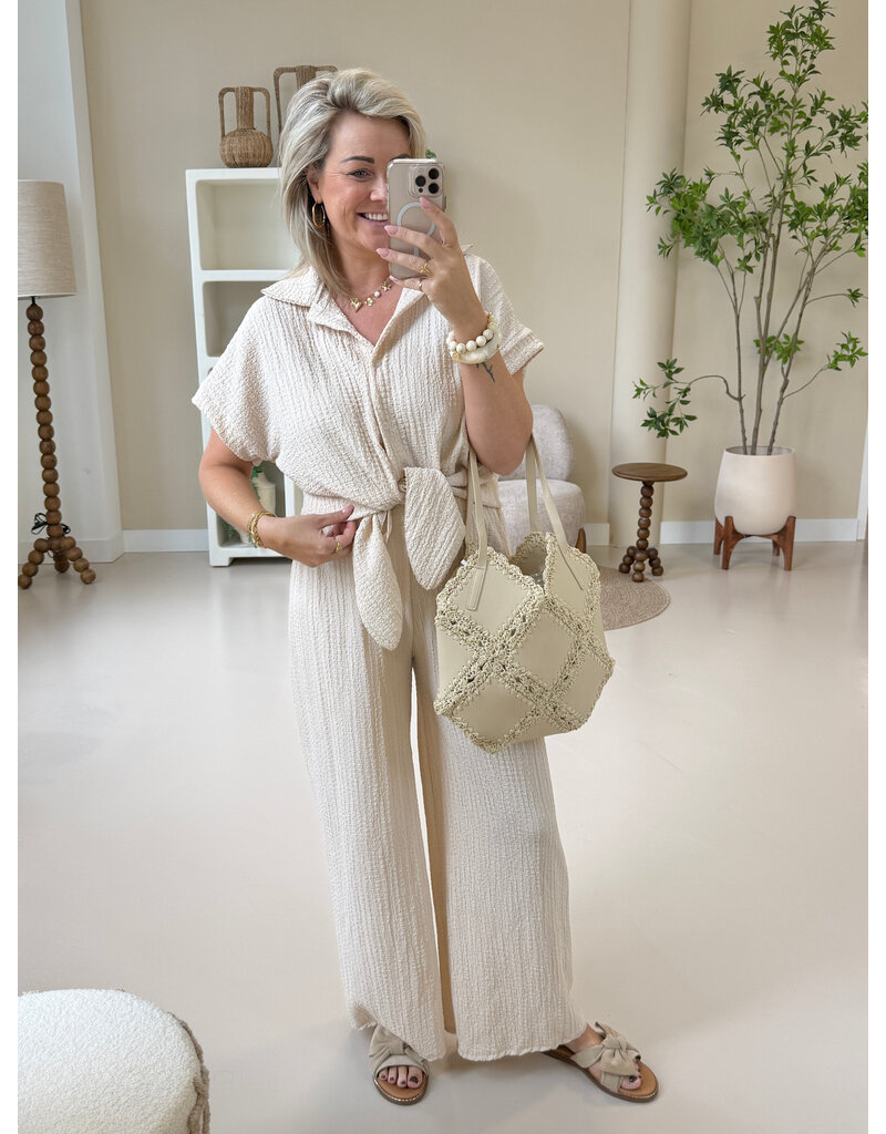 21Jewelz Losvallende co-ord set met knoopdetail - beige
