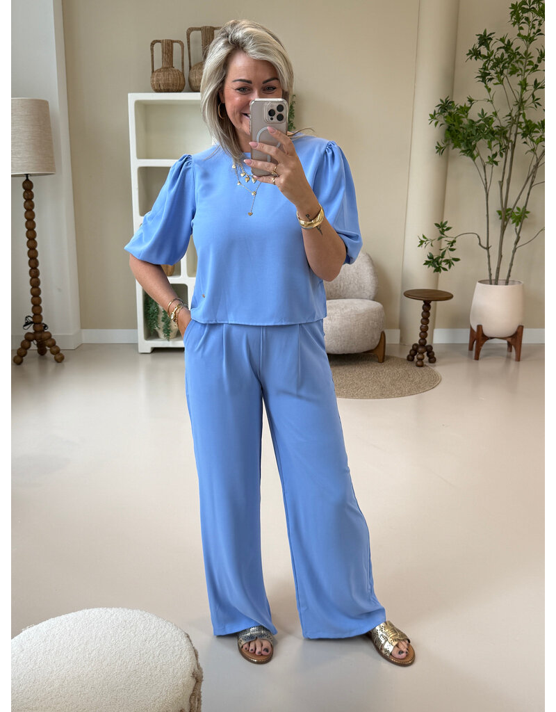 21Jewelz Losvallende pantalon met elastiek band - blauw
