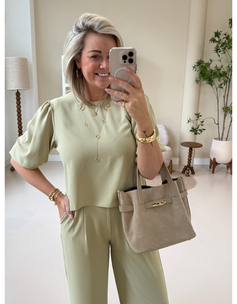 21Jewelz Losvallende blouse met pofmouw - groen