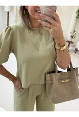 21Jewelz Losvallende blouse met pofmouw - groen
