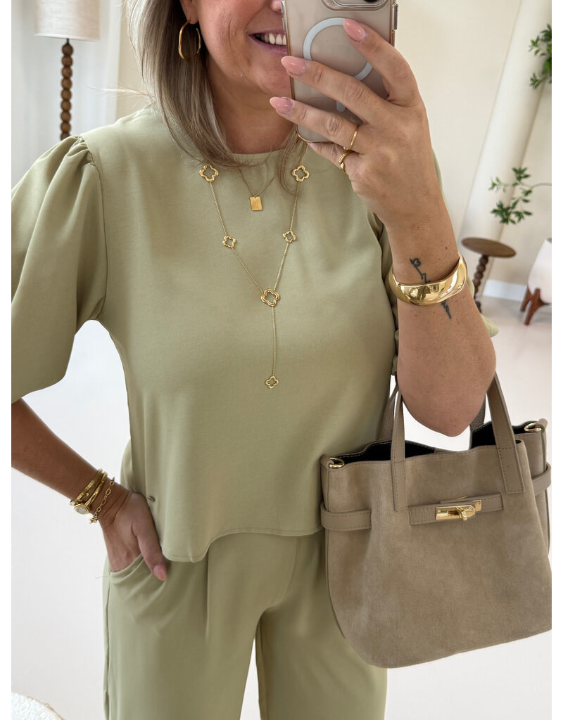21Jewelz Losvallende blouse met pofmouw - groen