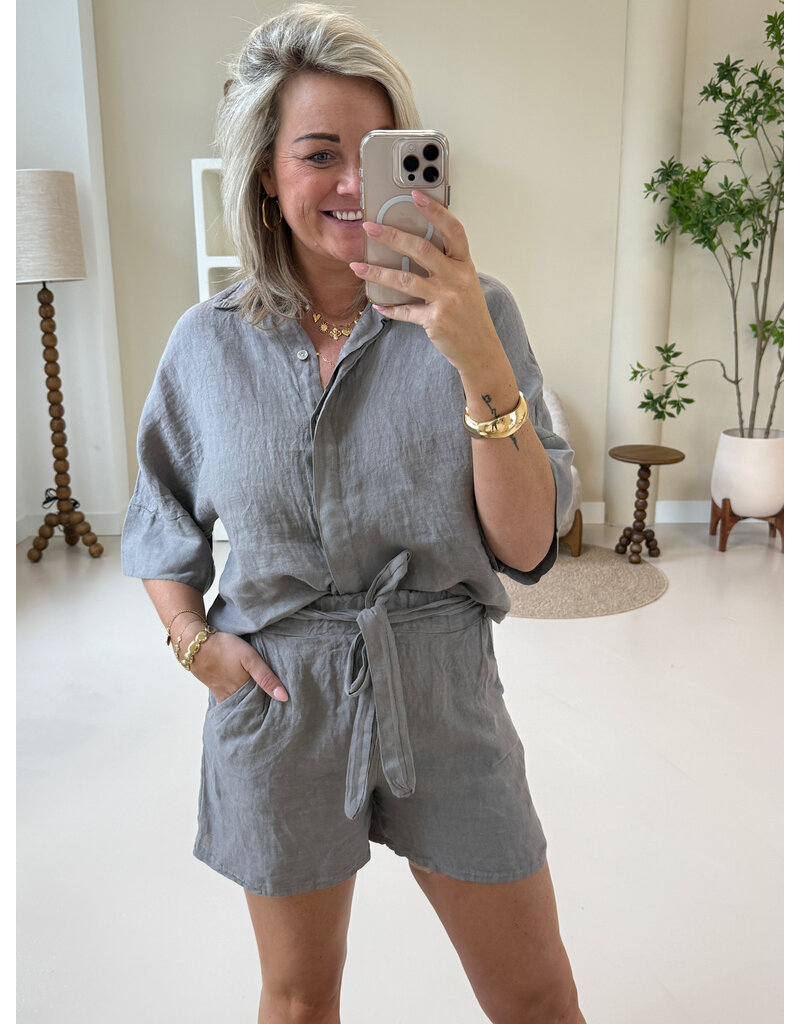 21Jewelz Linnenlook blouse - taupe