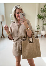 21Jewelz Linnenlook blouse - camel