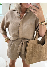 21Jewelz Linnenlook blouse - camel