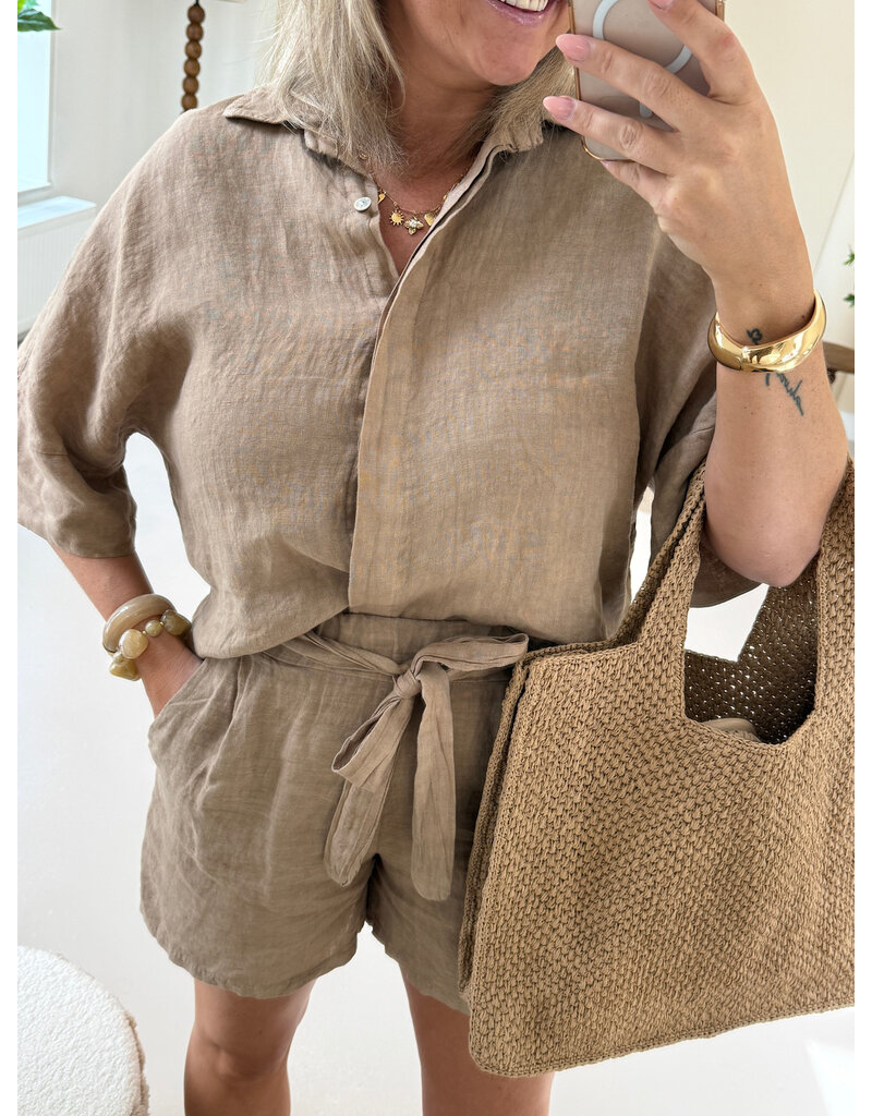 21Jewelz Linnenlook blouse - camel