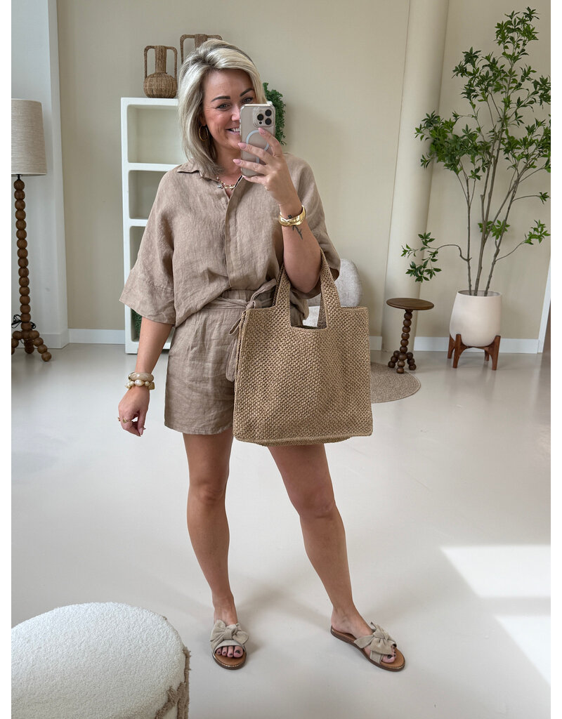 21Jewelz Linnenlook blouse - camel