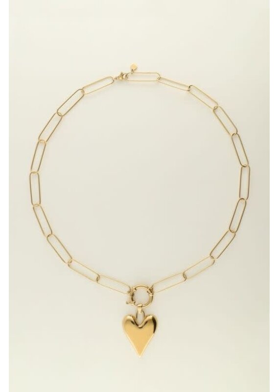 My Jewellery Schakelketting met groot hart bedel - goud
