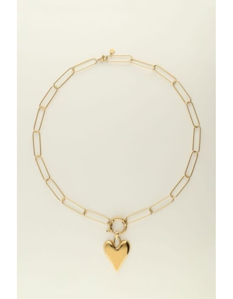 My Jewellery My Jewellery | Schakelketting met groot hart bedel - goud