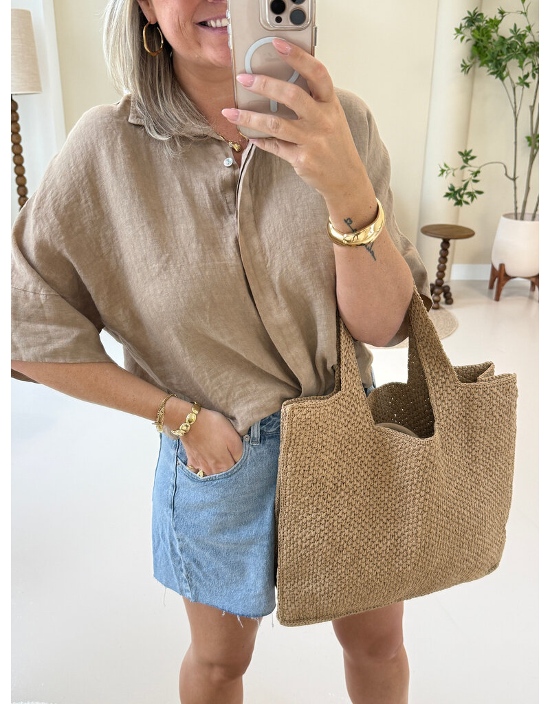 21Jewelz Linnenlook blouse - camel