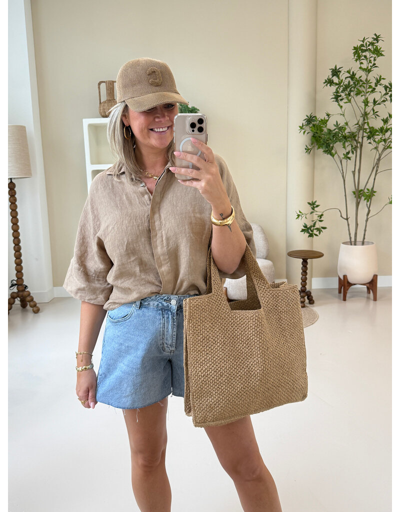 21Jewelz Linnenlook blouse - camel