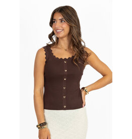 21Jewelz Basic zigzag top met hartjes knopen - bruin
