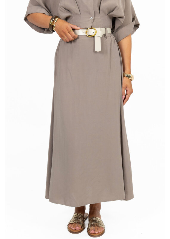 21Jewelz Lange rok met riem & elastiek - taupe