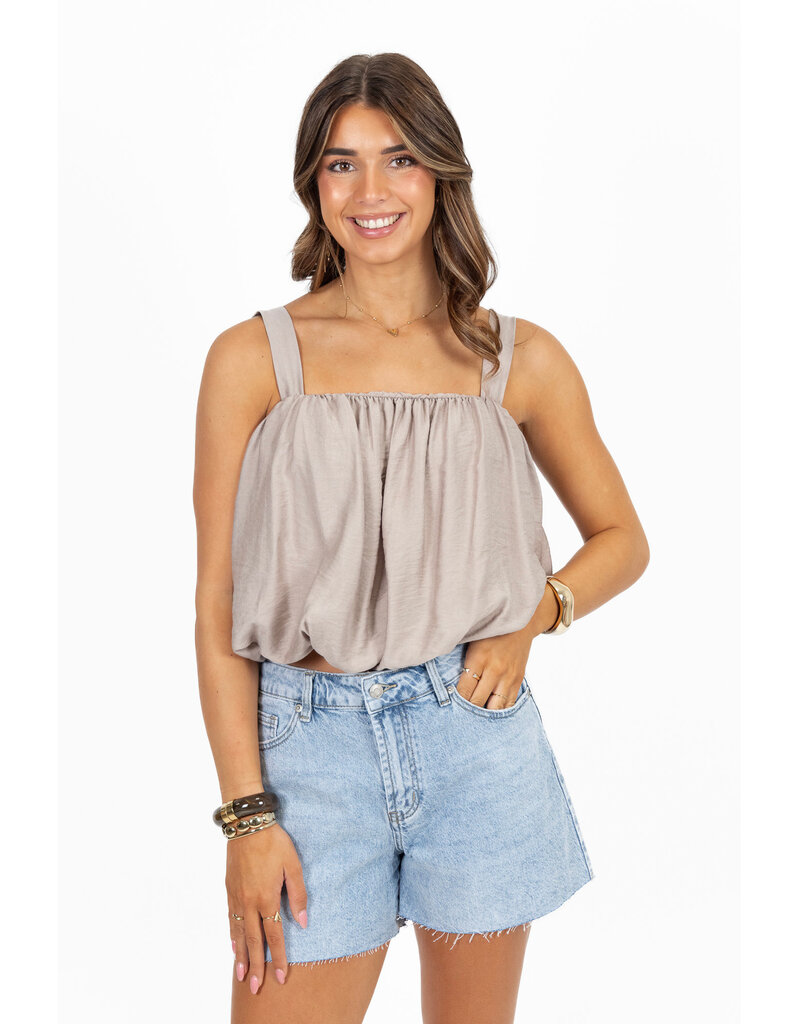 21Jewelz Top met pofeffect - taupe