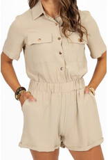 21Jewelz Playsuit met gouden knoopjes - beige