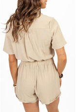 21Jewelz Playsuit met gouden knoopjes - beige