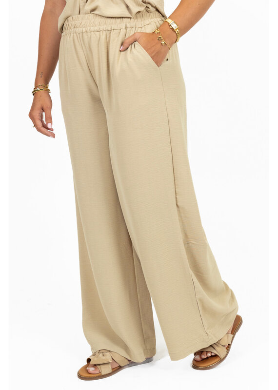 21Jewelz Losvallende pantalon met elastiek - beige