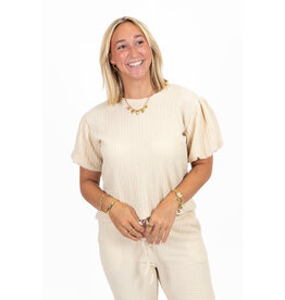 21Jewelz Losvallende co-ord set met pofmouwtjes - beige