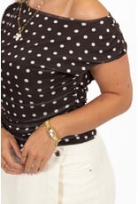 21Jewelz Gedrapeerde mouwloze top met stippen - bruin/beige