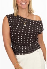 21Jewelz Gedrapeerde mouwloze top met stippen - bruin/beige