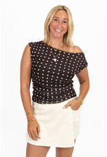 21Jewelz Gedrapeerde mouwloze top met stippen - bruin/beige