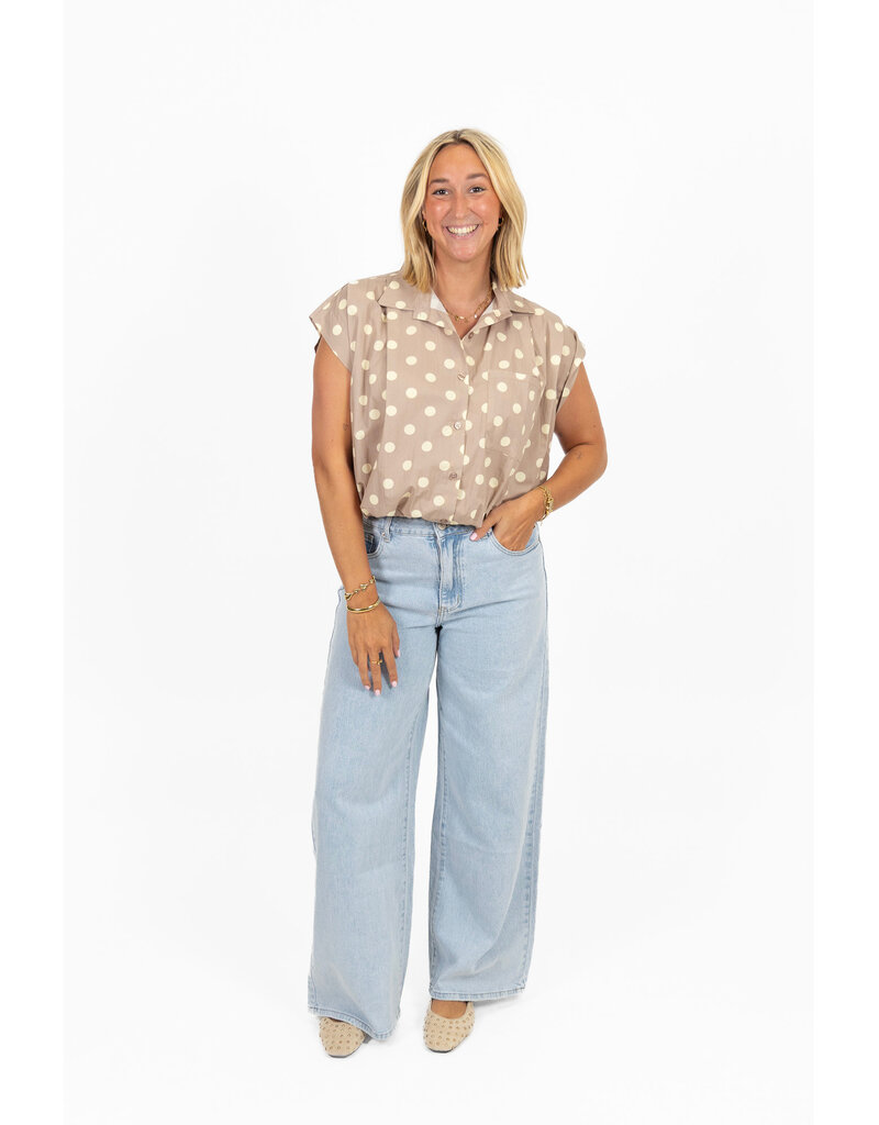 21Jewelz Mouwloze blouse met stippen - beige/ecru