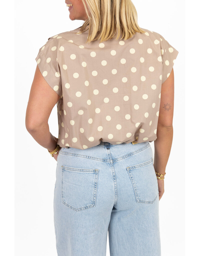 21Jewelz Mouwloze blouse met stippen - beige/ecru