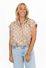 21Jewelz Mouwloze blouse met stippen - beige/ecru