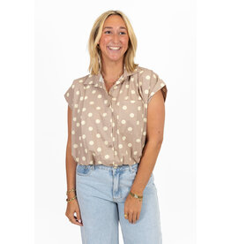 21Jewelz Mouwloze blouse met stippen - beige/ecru