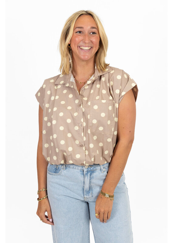 21Jewelz Mouwloze blouse met stippen - beige/ecru