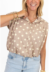 21Jewelz Mouwloze blouse met stippen - beige/ecru