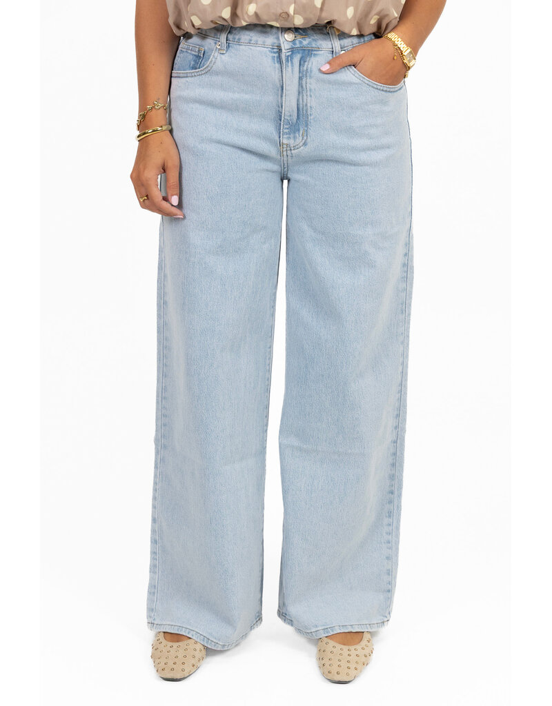 21Jewelz Wide leg jeans met lichte wassing - blauw