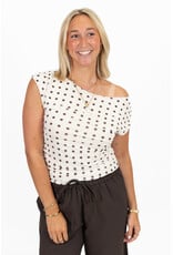 21Jewelz Gedrapeerde mouwloze top met stippen - beige/bruin