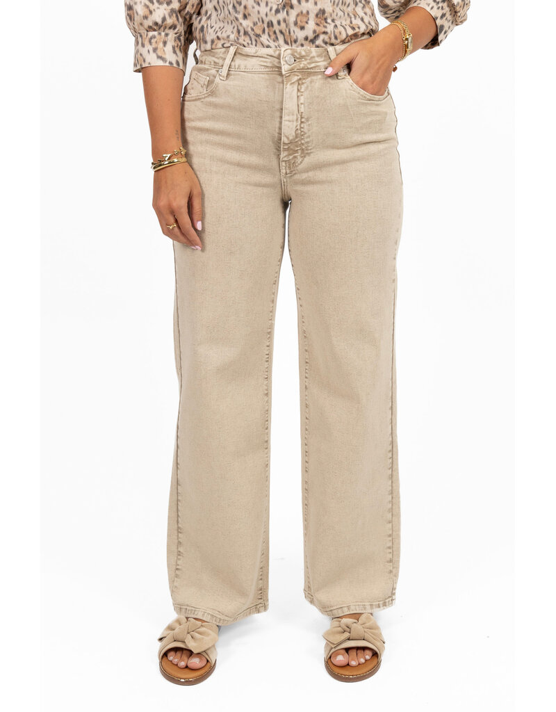 21Jewelz Washed wide leg jeans - beige