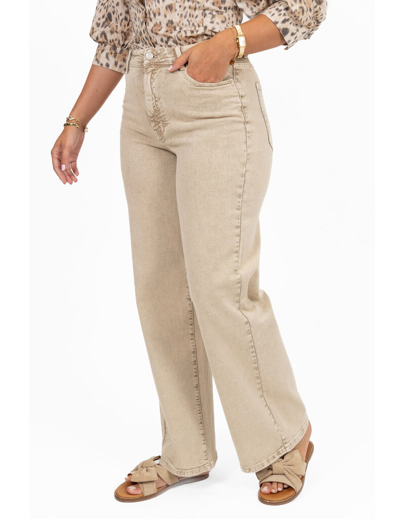 21Jewelz Washed wide leg jeans - beige