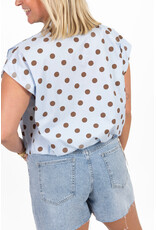 21Jewelz Mouwloze blouse met stippen - blauw/bruin