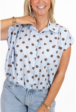 21Jewelz Mouwloze blouse met stippen - blauw/bruin