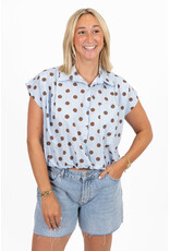 21Jewelz Mouwloze blouse met stippen - blauw/bruin