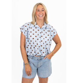 21Jewelz Mouwloze blouse met stippen - blauw/bruin