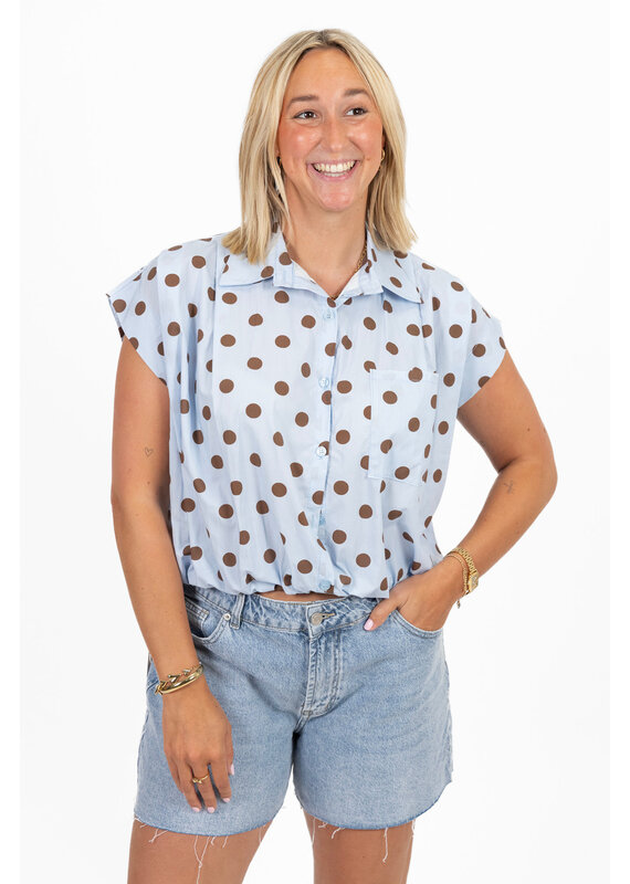21Jewelz Mouwloze blouse met stippen - blauw/bruin