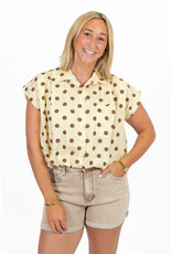 21Jewelz Mouwloze blouse met stippen - geel/bruin