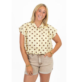 21Jewelz Mouwloze blouse met stippen - geel/bruin