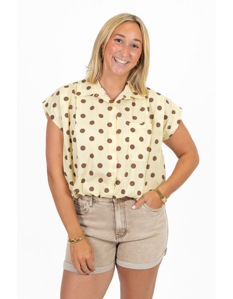 21Jewelz Mouwloze blouse met stippen - geel/bruin